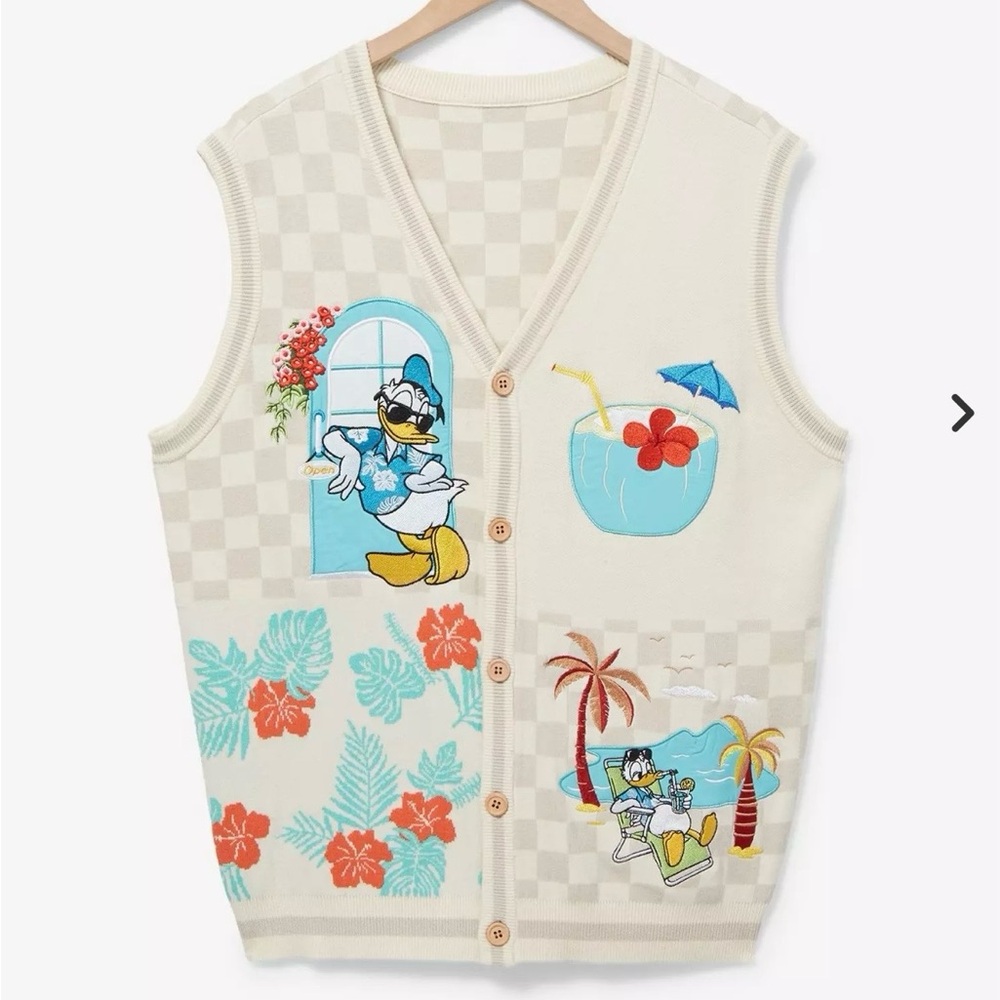 Disney BoxLunch Donald Duck checkered vest NWT